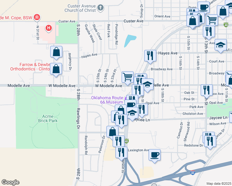 map of restaurants, bars, coffee shops, grocery stores, and more near 2316 West Modelle Avenue in Clinton