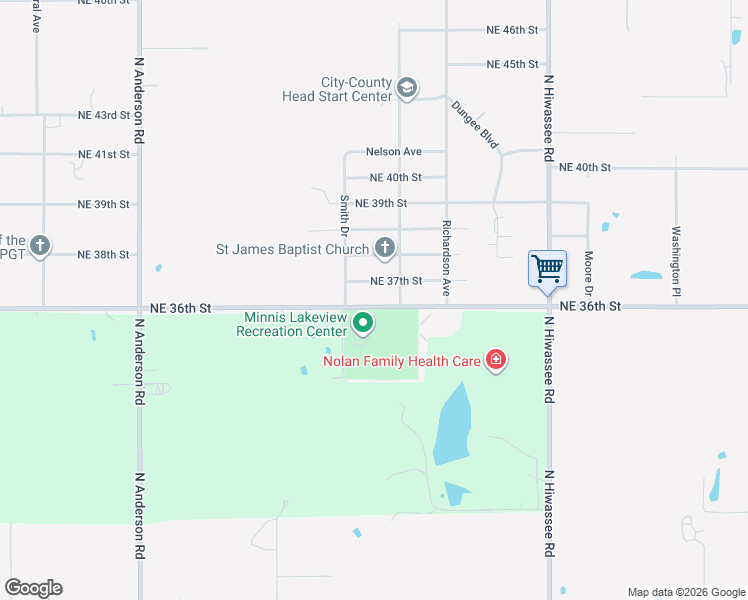 map of restaurants, bars, coffee shops, grocery stores, and more near 12518 Northeast 37th Street in Spencer