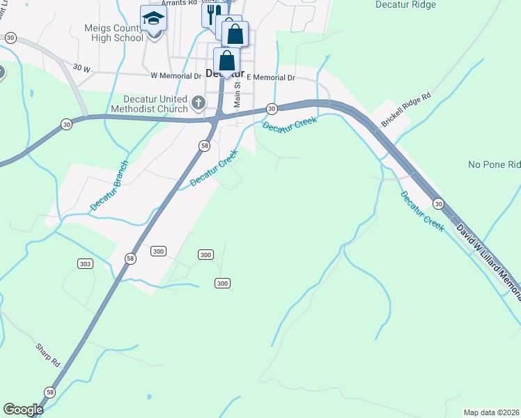 map of restaurants, bars, coffee shops, grocery stores, and more near 188 Proffitt Circle in Decatur