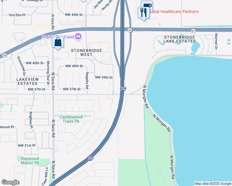map of restaurants, bars, coffee shops, grocery stores, and more near 3700 Catamaran Drive in Yukon