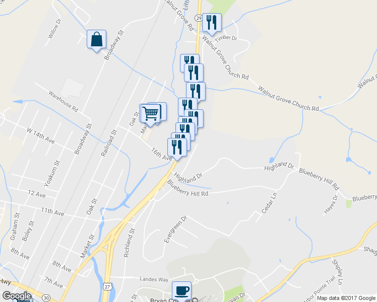map of restaurants, bars, coffee shops, grocery stores, and more near 7410 Rhea County Hwy in Dayton