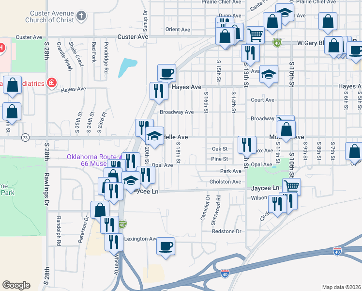 map of restaurants, bars, coffee shops, grocery stores, and more near 515 South 18th Street in Clinton