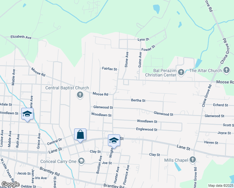map of restaurants, bars, coffee shops, grocery stores, and more near 2102 Moose Road in Kannapolis