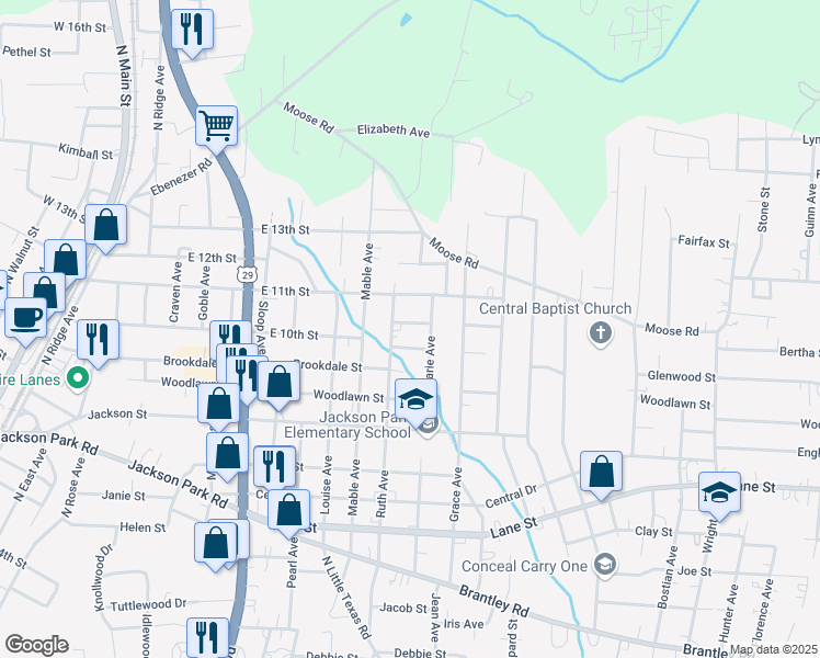 map of restaurants, bars, coffee shops, grocery stores, and more near 1306 Doris Street in Kannapolis