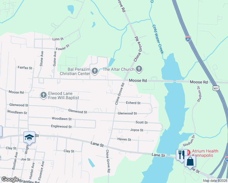 map of restaurants, bars, coffee shops, grocery stores, and more near 2424 Winfield Street in Kannapolis