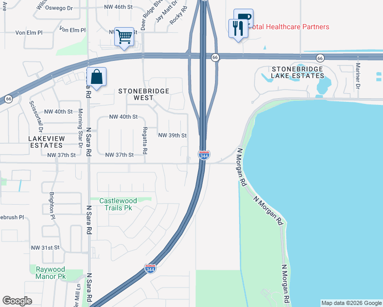 map of restaurants, bars, coffee shops, grocery stores, and more near 3720 Catamaran Drive in Yukon
