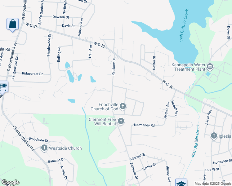 map of restaurants, bars, coffee shops, grocery stores, and more near 4746 Rainbow Drive in Kannapolis