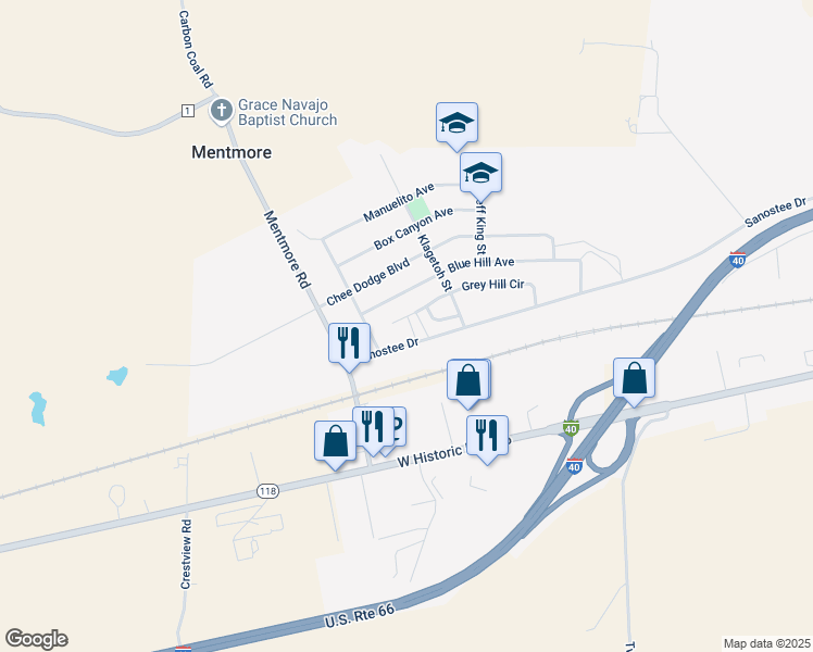 map of restaurants, bars, coffee shops, grocery stores, and more near 3534 Sanostee Drive in Gallup