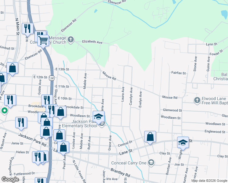 map of restaurants, bars, coffee shops, grocery stores, and more near 1409 East 11th Street in Kannapolis
