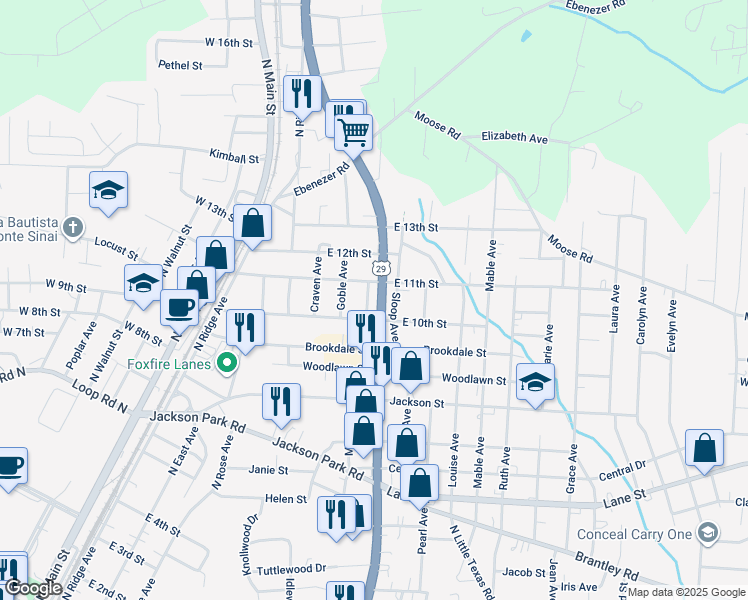map of restaurants, bars, coffee shops, grocery stores, and more near 605 East 11th Street in Kannapolis
