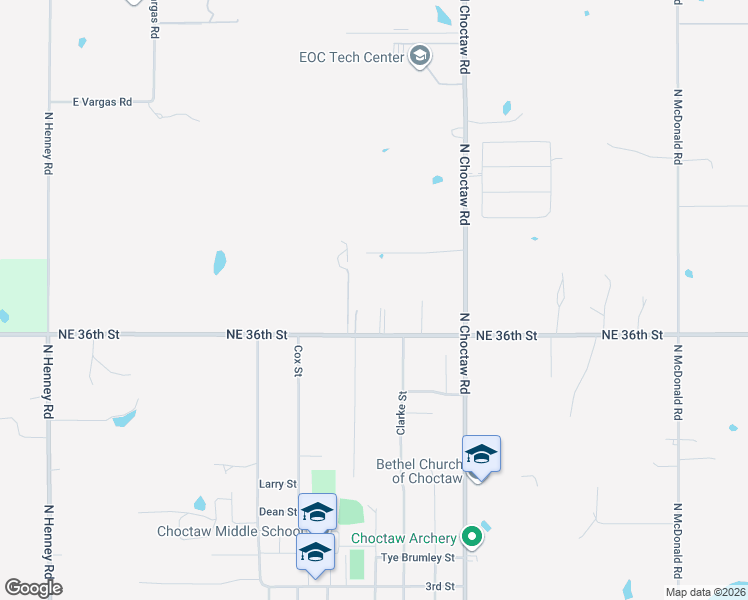 map of restaurants, bars, coffee shops, grocery stores, and more near 14767 Northeast 36th Street in Choctaw