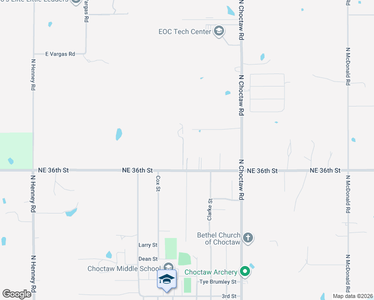 map of restaurants, bars, coffee shops, grocery stores, and more near 14767 Northeast 36th Street in Choctaw