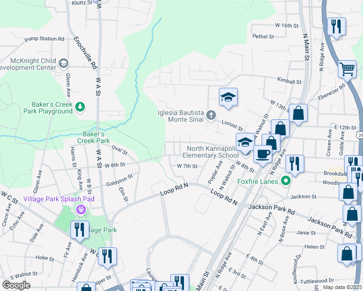 map of restaurants, bars, coffee shops, grocery stores, and more near 806 Alma Avenue in Kannapolis