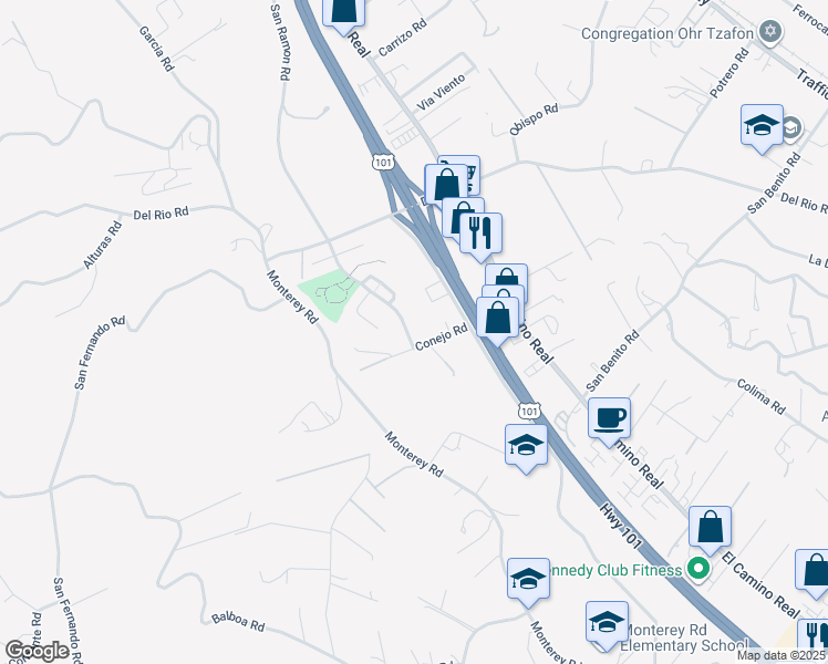 map of restaurants, bars, coffee shops, grocery stores, and more near 2235 San Ramon Road in Atascadero
