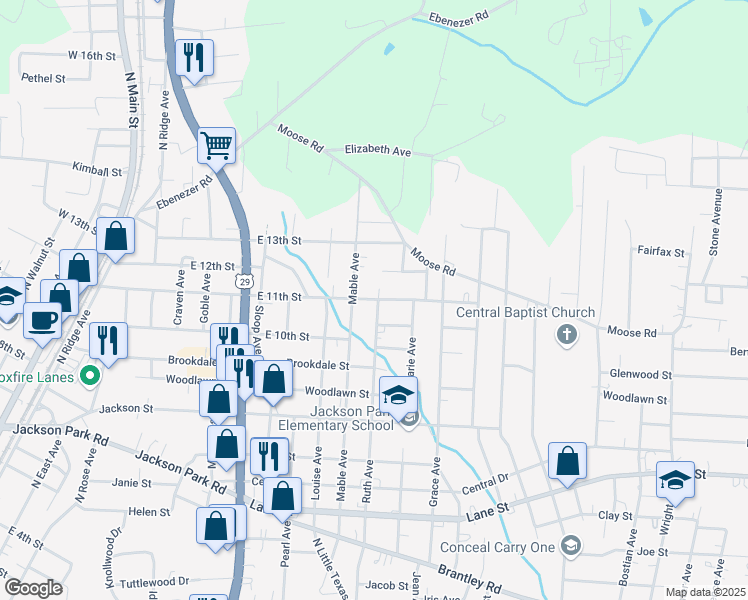 map of restaurants, bars, coffee shops, grocery stores, and more near 1106 East 11th Street in Kannapolis