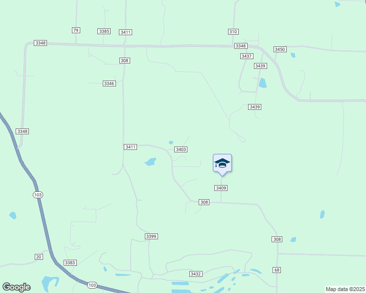 map of restaurants, bars, coffee shops, grocery stores, and more near County Road 3403 in Johnson County