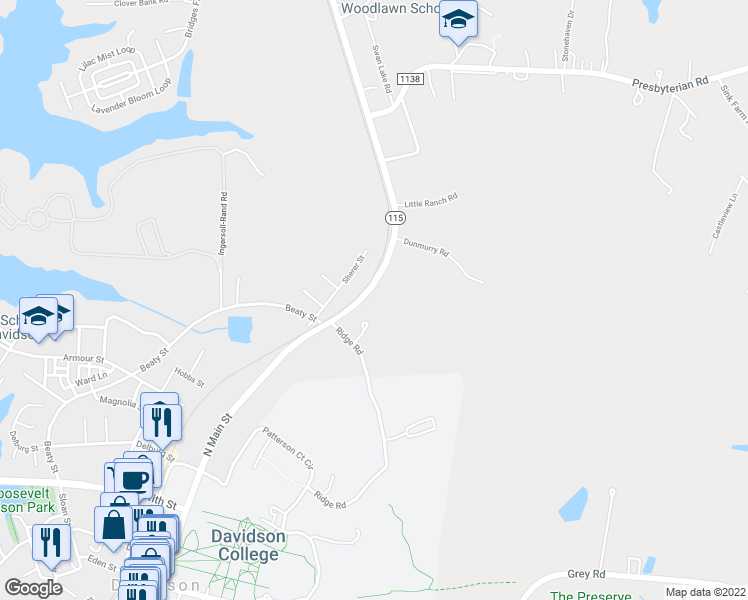 map of restaurants, bars, coffee shops, grocery stores, and more near 938 N Main St in Davidson