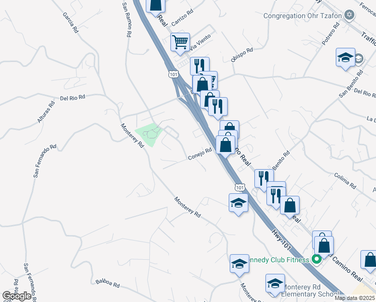 map of restaurants, bars, coffee shops, grocery stores, and more near 2235 San Ramon Road in Atascadero
