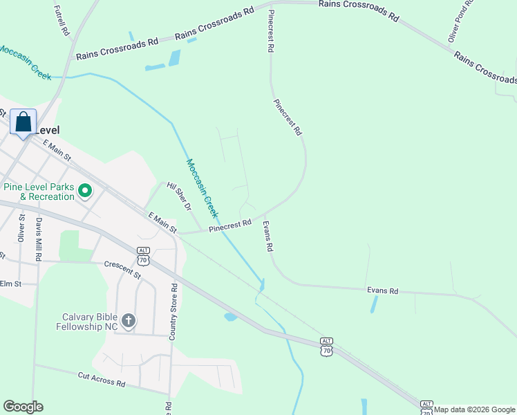 map of restaurants, bars, coffee shops, grocery stores, and more near 692 Pine Level Micro Road in Selma
