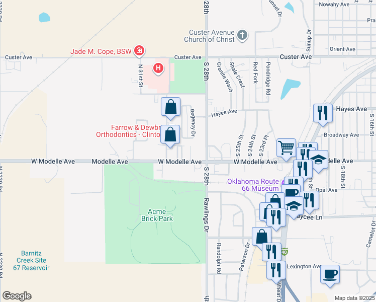 map of restaurants, bars, coffee shops, grocery stores, and more near 113 Jill Way in Clinton