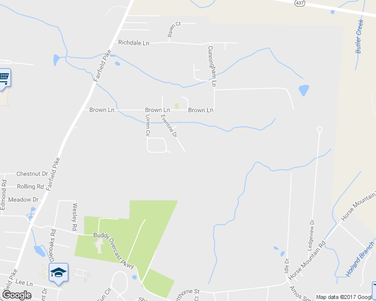 map of restaurants, bars, coffee shops, grocery stores, and more near 217 Eventine Drive in Shelbyville