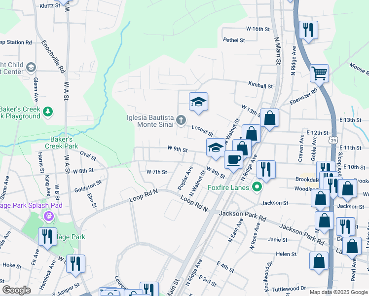 map of restaurants, bars, coffee shops, grocery stores, and more near 500 West 9th Street in Kannapolis