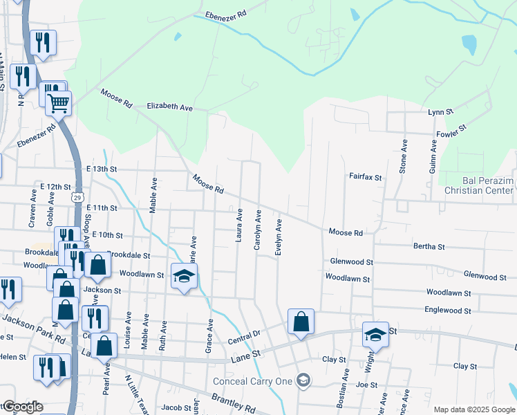 map of restaurants, bars, coffee shops, grocery stores, and more near 1257 Carolyn Avenue in Kannapolis