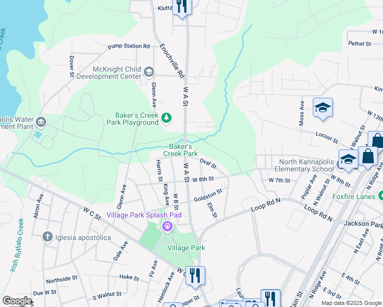 map of restaurants, bars, coffee shops, grocery stores, and more near 902 Oval Street in Kannapolis