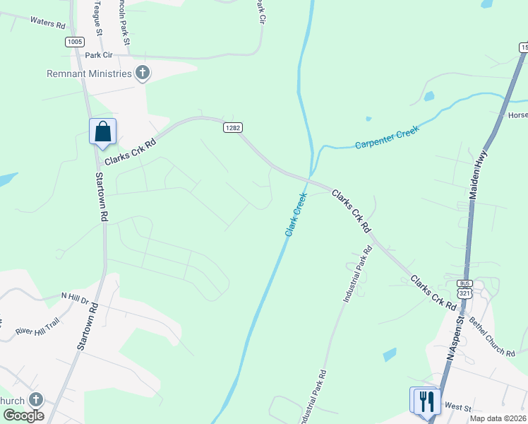 map of restaurants, bars, coffee shops, grocery stores, and more near 4578 Harris Elliot Road in Lincolnton