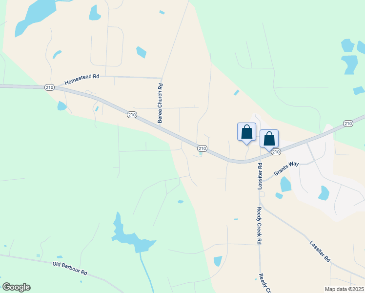 map of restaurants, bars, coffee shops, grocery stores, and more near 16 Everwood Drive in Four Oaks