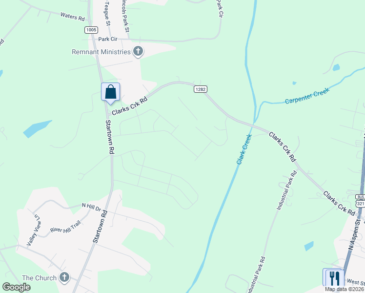 map of restaurants, bars, coffee shops, grocery stores, and more near 661 Clark Creek Road in Lincolnton