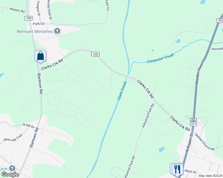 map of restaurants, bars, coffee shops, grocery stores, and more near 4578 Harris Elliot Road in Lincolnton