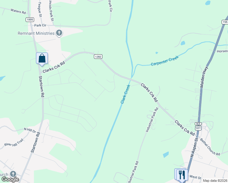 map of restaurants, bars, coffee shops, grocery stores, and more near 4578 Harris Elliot Road in Lincolnton
