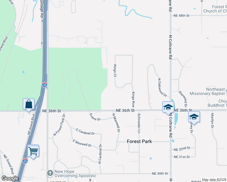 map of restaurants, bars, coffee shops, grocery stores, and more near 3809 Kings Court in Forest Park