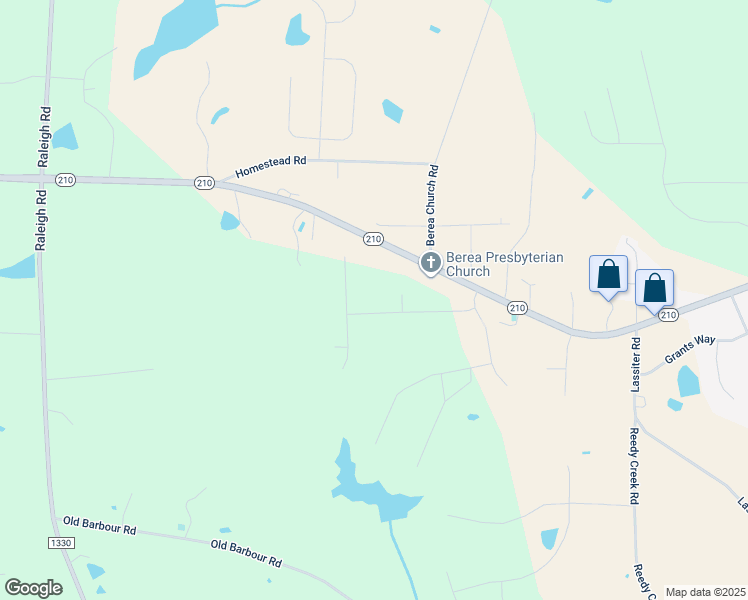 map of restaurants, bars, coffee shops, grocery stores, and more near 210 Everwood Drive in Four Oaks