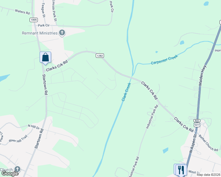map of restaurants, bars, coffee shops, grocery stores, and more near 4578 Harris Elliot Road in Lincolnton