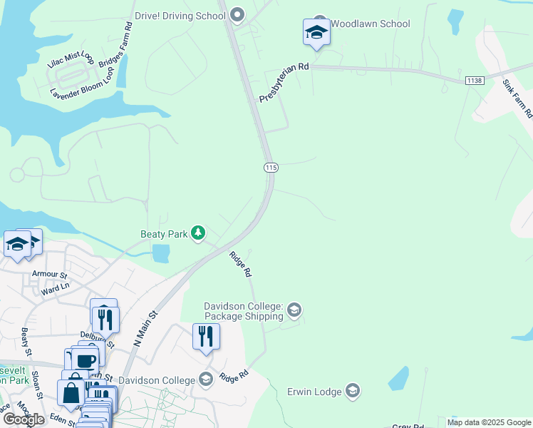map of restaurants, bars, coffee shops, grocery stores, and more near 2089 Mecklenburg Highway in Mooresville