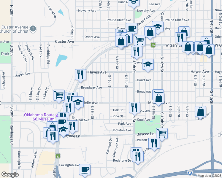 map of restaurants, bars, coffee shops, grocery stores, and more near 336 South 15th Street in Clinton
