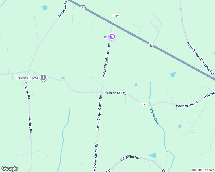 map of restaurants, bars, coffee shops, grocery stores, and more near Davids Chapel Church Road in Vale