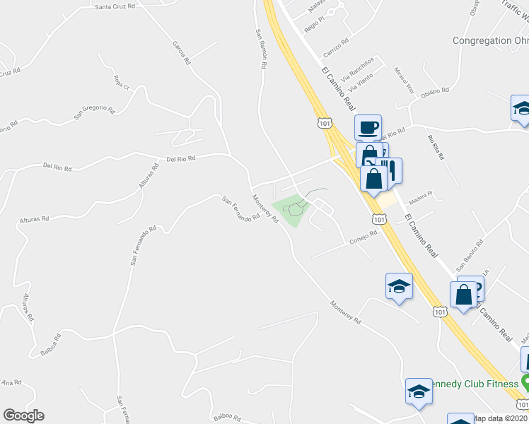 map of restaurants, bars, coffee shops, grocery stores, and more near 2016 San Fernando Road in Atascadero