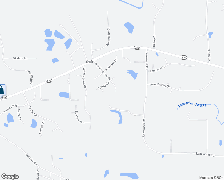 map of restaurants, bars, coffee shops, grocery stores, and more near 306 Dell Meadows Place in Four Oaks