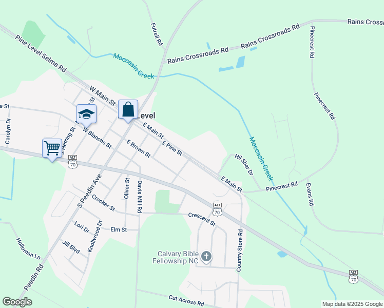 map of restaurants, bars, coffee shops, grocery stores, and more near Pinecrest Road in Princeton