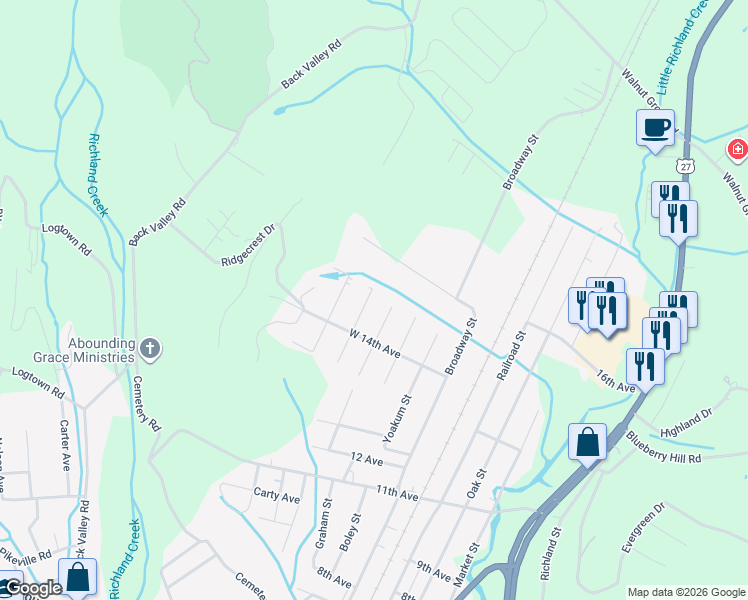 map of restaurants, bars, coffee shops, grocery stores, and more near 377 Ann Street in Dayton