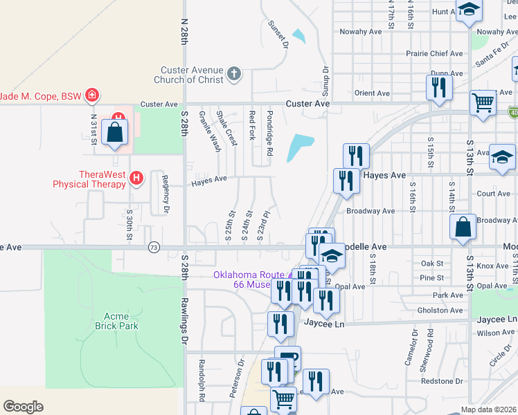 map of restaurants, bars, coffee shops, grocery stores, and more near 320 South 24th Street in Clinton