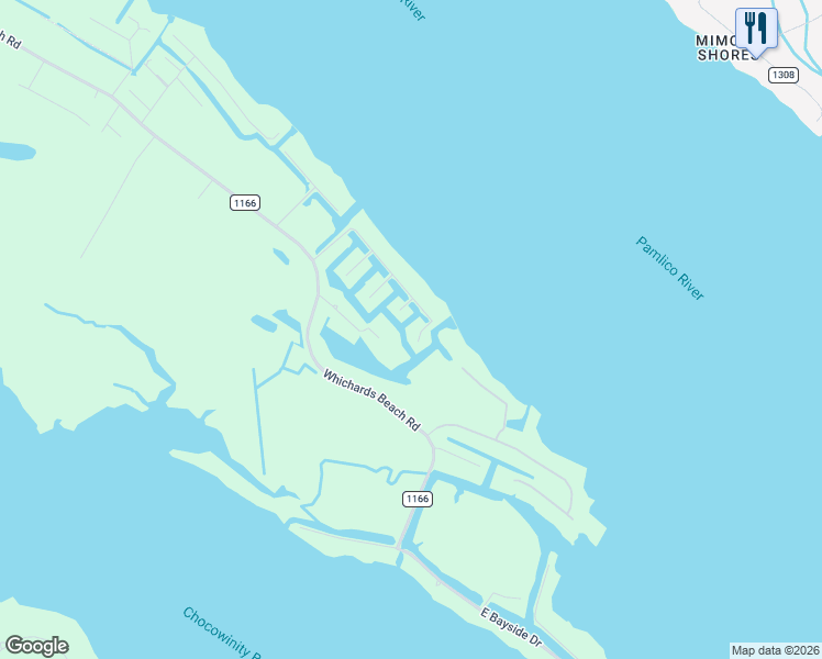 map of restaurants, bars, coffee shops, grocery stores, and more near 24 Inlet Way in Chocowinity