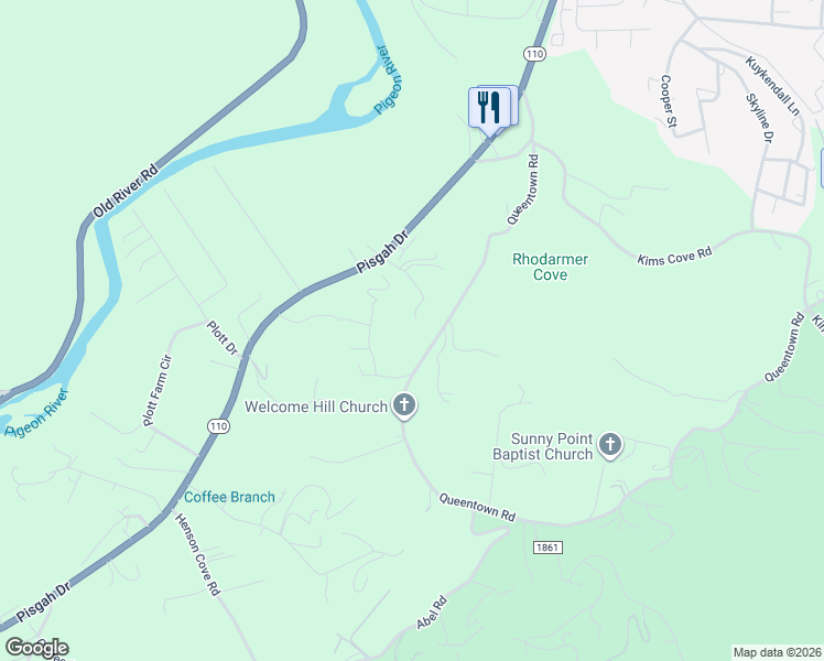 map of restaurants, bars, coffee shops, grocery stores, and more near 218 McDowell Drive in Canton
