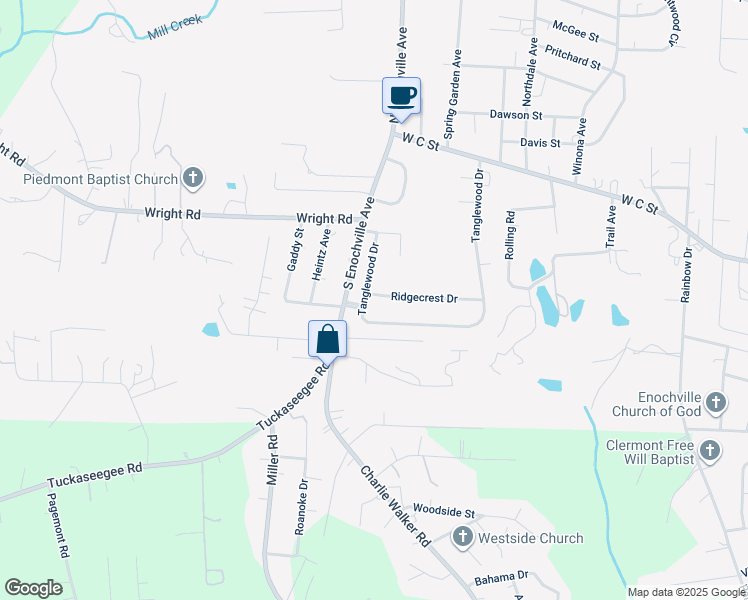 map of restaurants, bars, coffee shops, grocery stores, and more near 230 Tanglewood Drive in Kannapolis