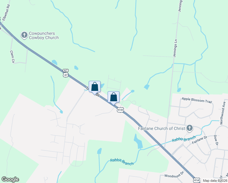 map of restaurants, bars, coffee shops, grocery stores, and more near 104 Canary Lane in Shelbyville