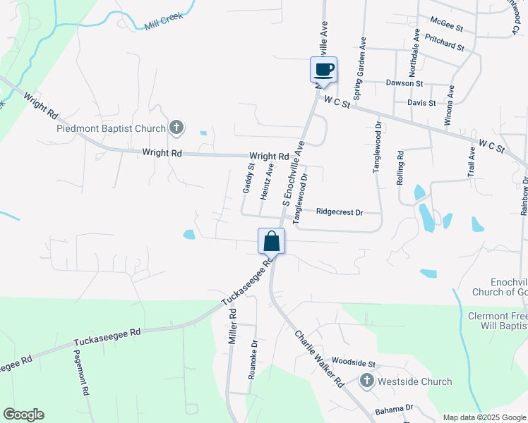 map of restaurants, bars, coffee shops, grocery stores, and more near 408 Gaddy Street in Kannapolis