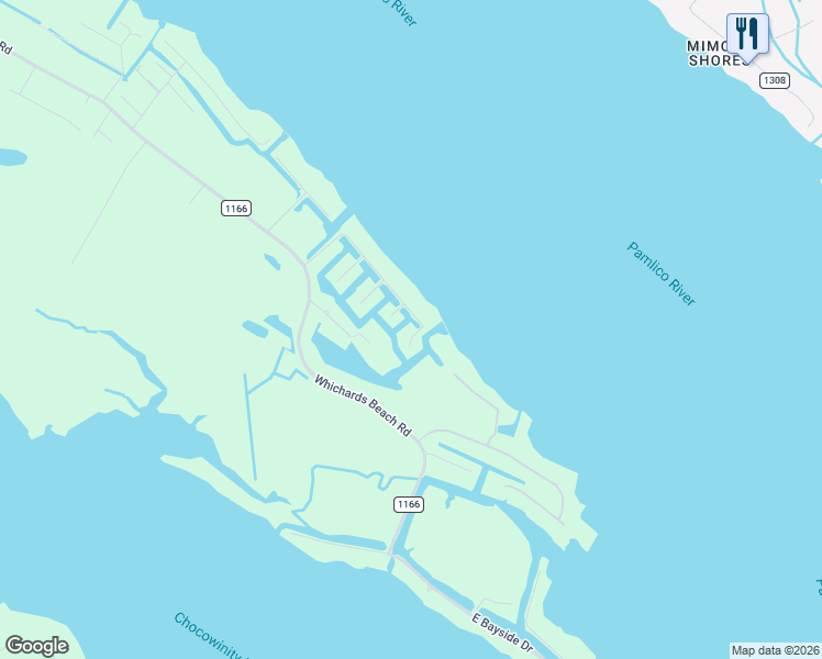 map of restaurants, bars, coffee shops, grocery stores, and more near 24 Inlet Way in Chocowinity